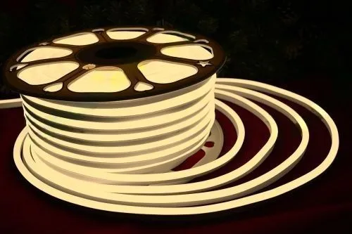 Гибкий неон светодиодный, тепло-белый, бухта 50м